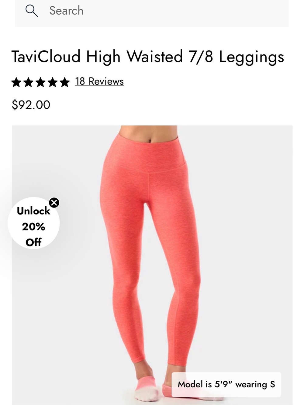 TaviCloud High-Waisted 7/8 Leggings — Coral
